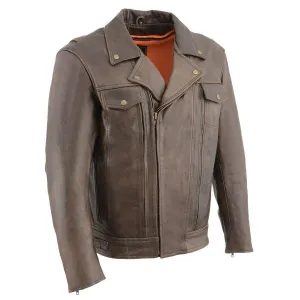 Milwaukee Leather MLM1522 Men's ‘Vented’ Retro Brown Leather Motorcycle Jacket