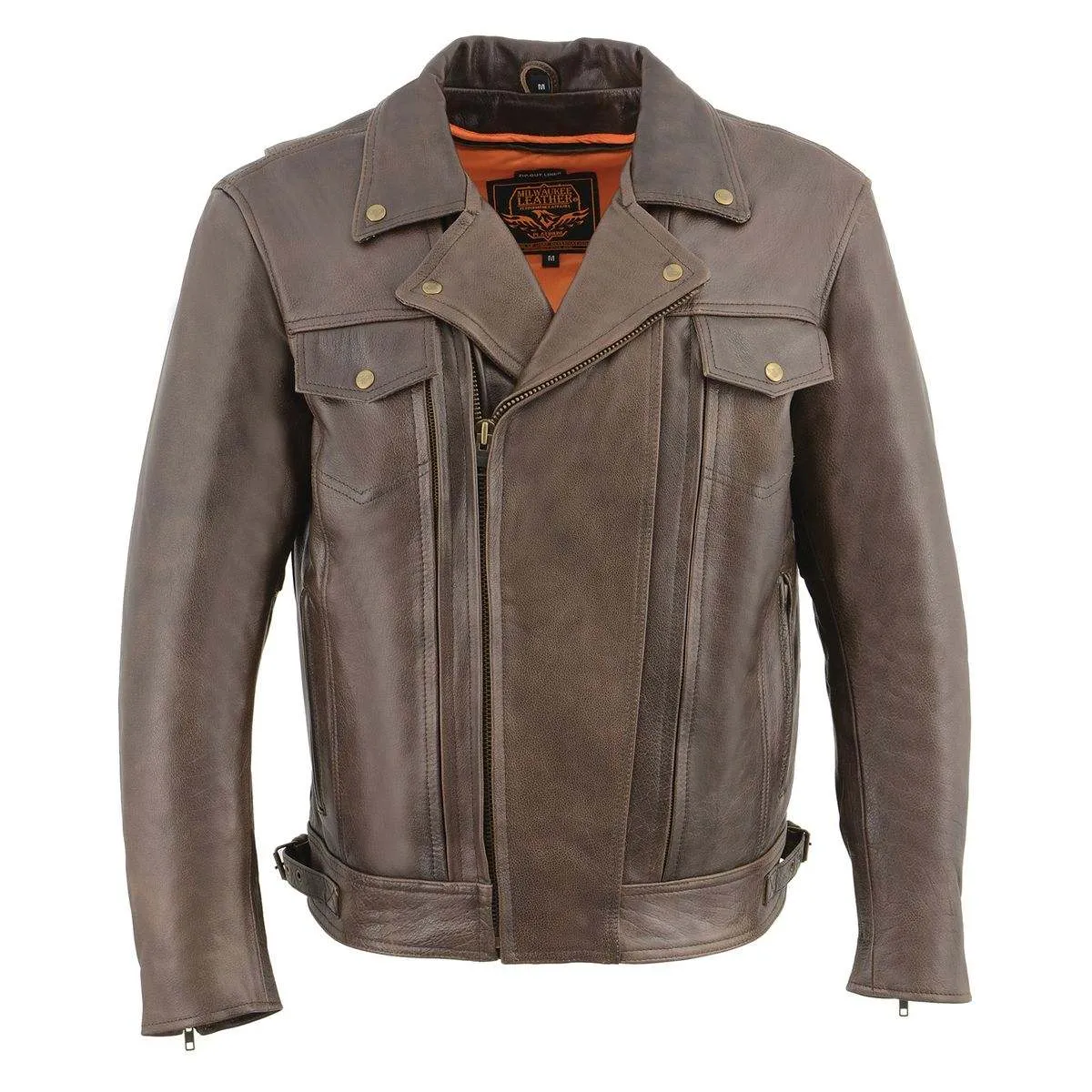 Milwaukee Leather MLM1522 Men's ‘Vented’ Retro Brown Leather