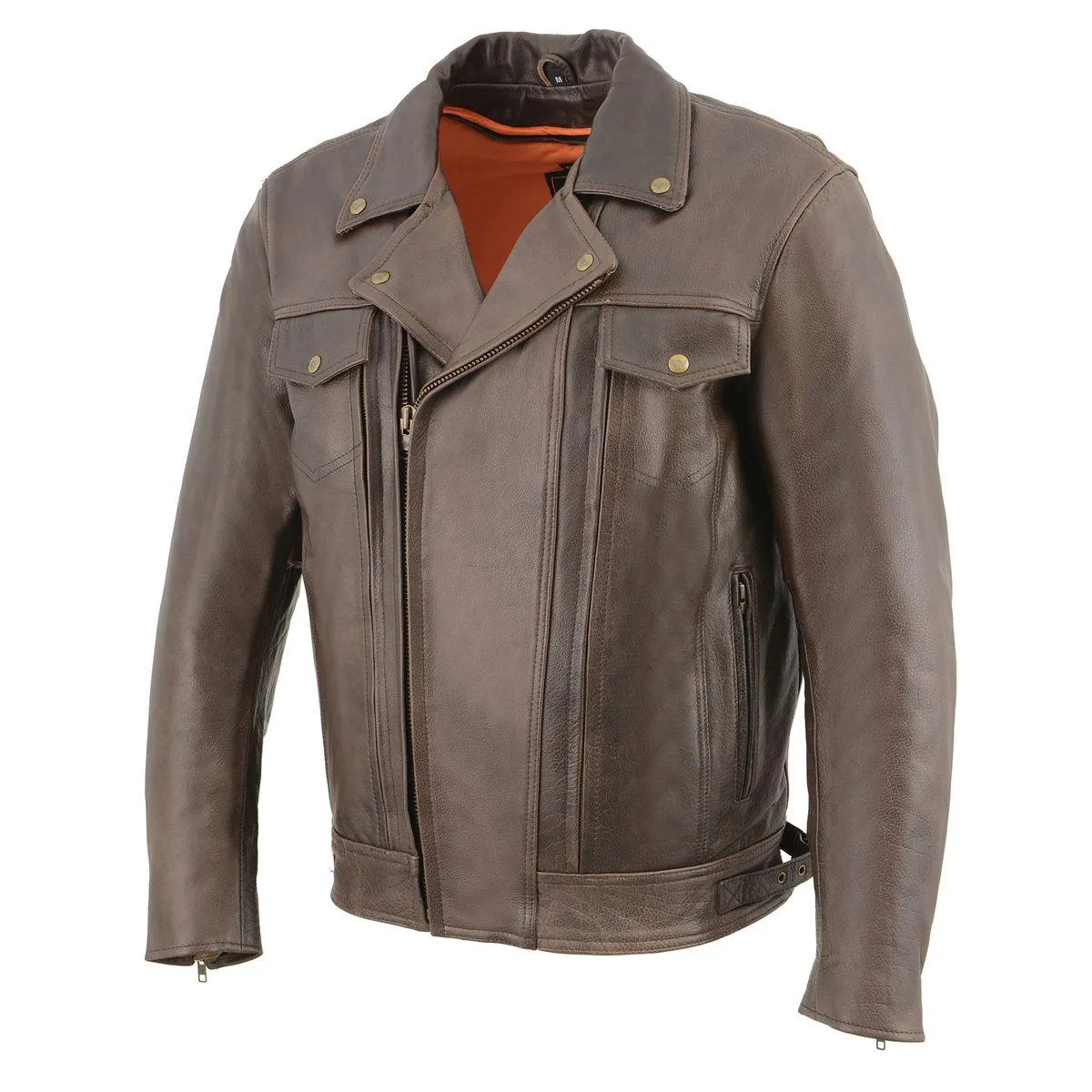 Milwaukee Leather MLM1522 Men's ‘Vented’ Retro Brown Leather