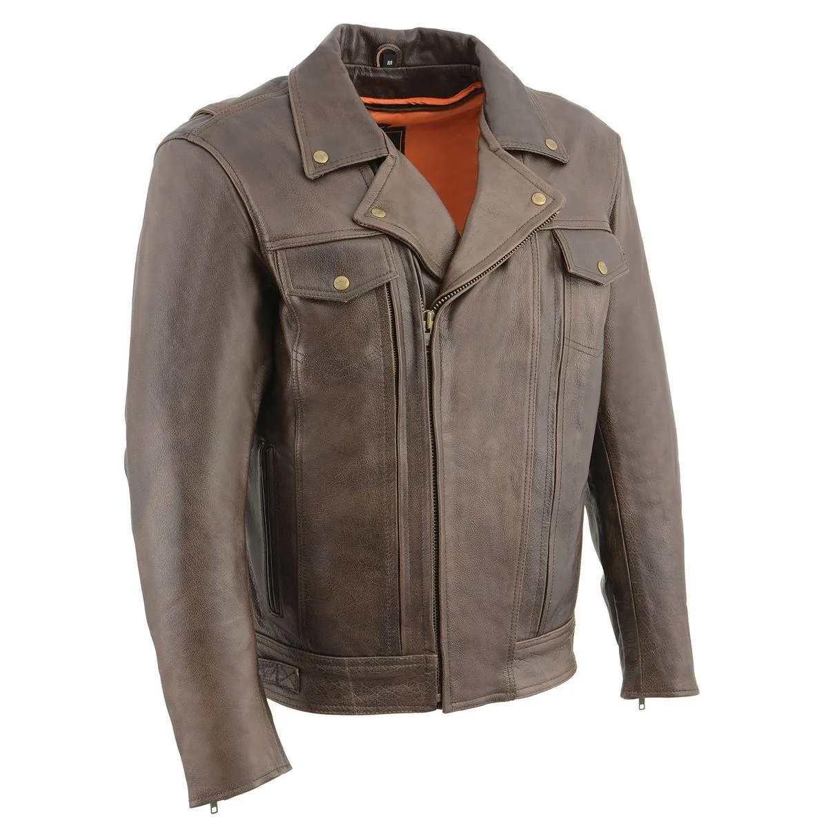 Milwaukee Leather MLM1522 Men's ‘Vented’ Retro Brown Leather