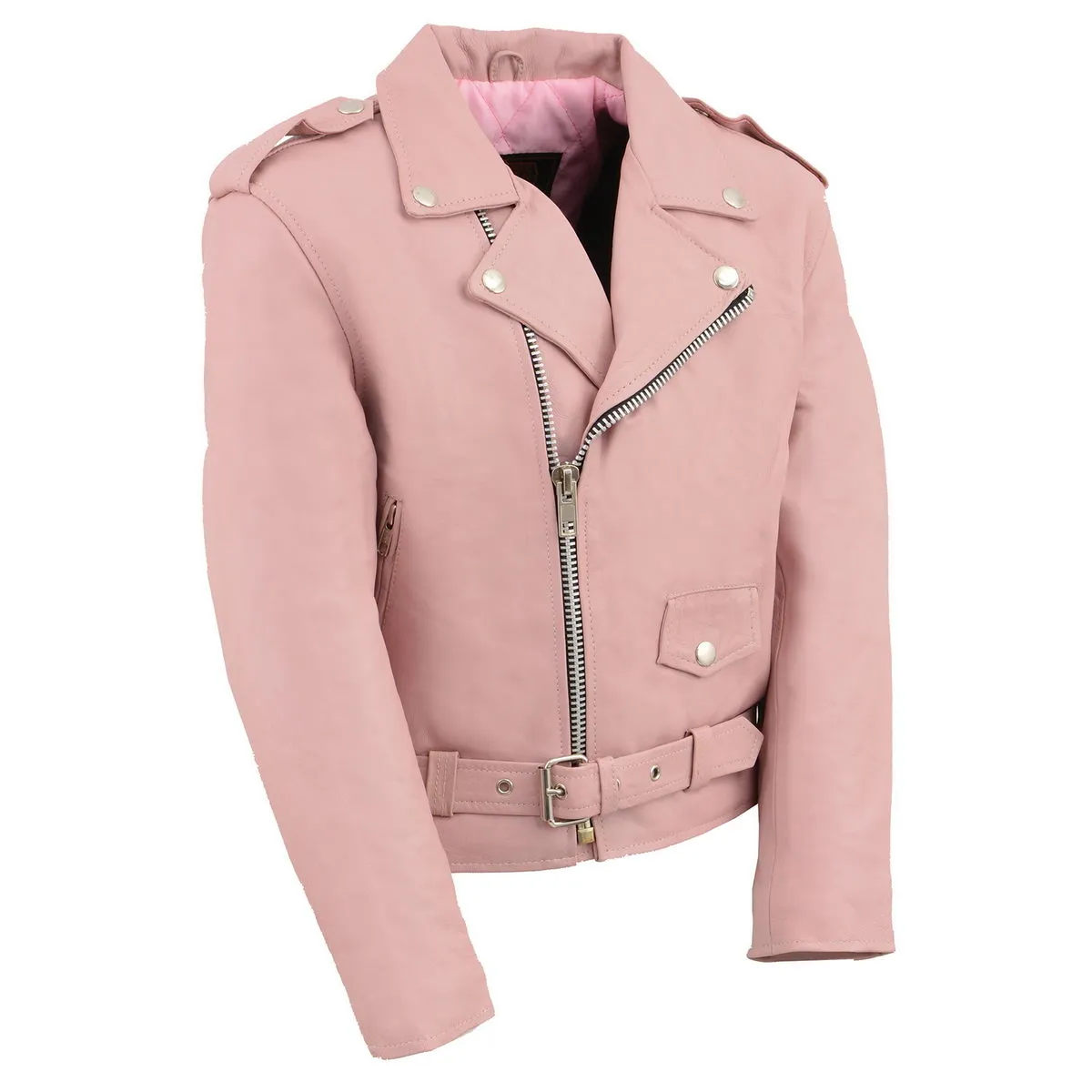 Milwaukee Leather SH2010 Girls Classic Style Pink Leather Motorcycle Jacket