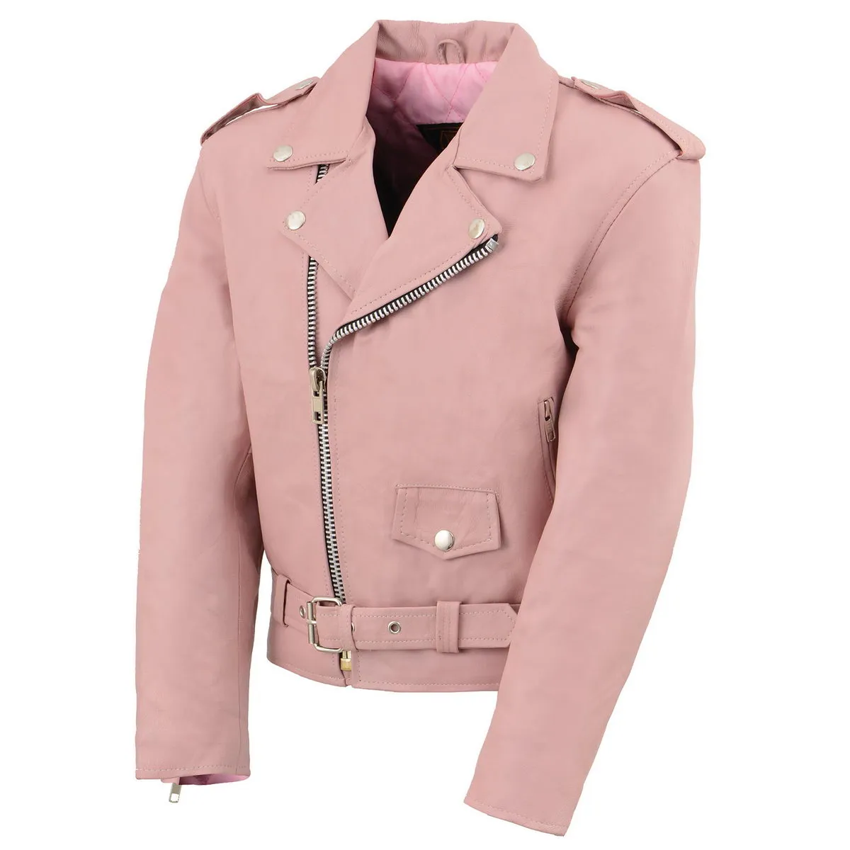 Milwaukee Leather SH2010 Girls Classic Style Pink Leather Motorcycle Jacket