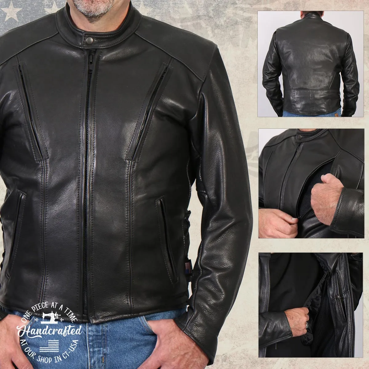 Milwaukee Leather USA MADE MLJKM5002 Men's Black 'Air Stream' Vented