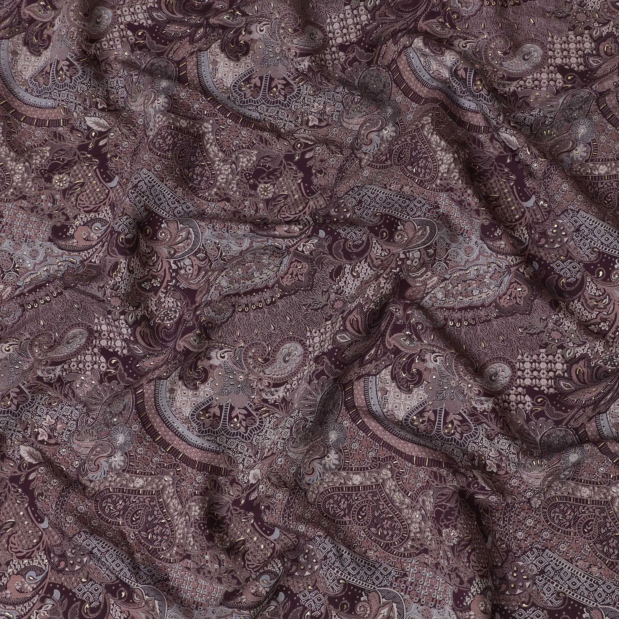 Mystic Paisley Viscose Fabric - 110cm Width, Exquisite Detailing, Buy Online by the Meter-D18018