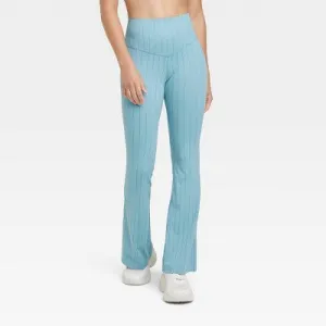 New - Women's Rib Flare Leggings - JoyLab Light Blue XS