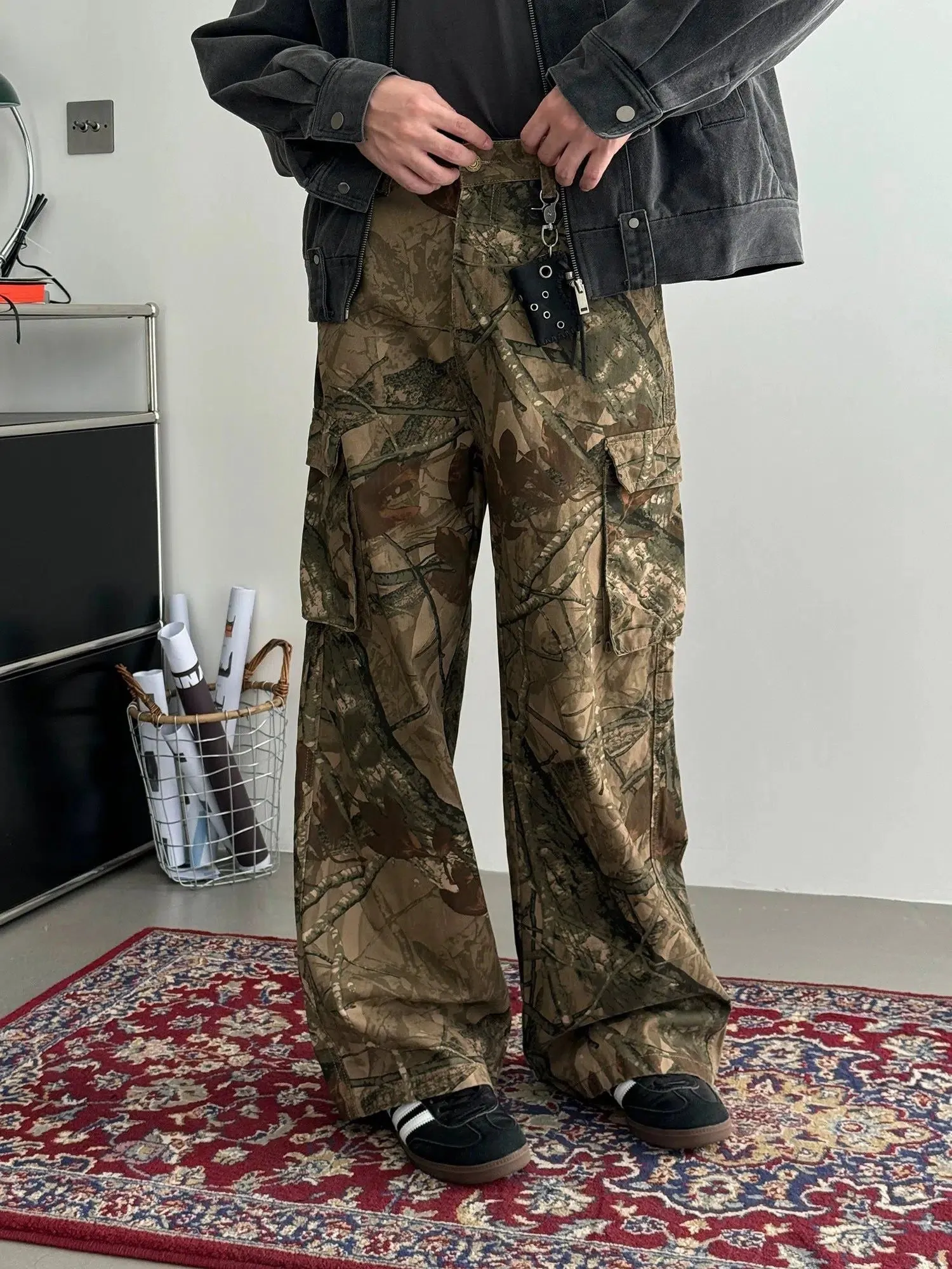 Nine Camouflage Baggy Fit Cargo Pants