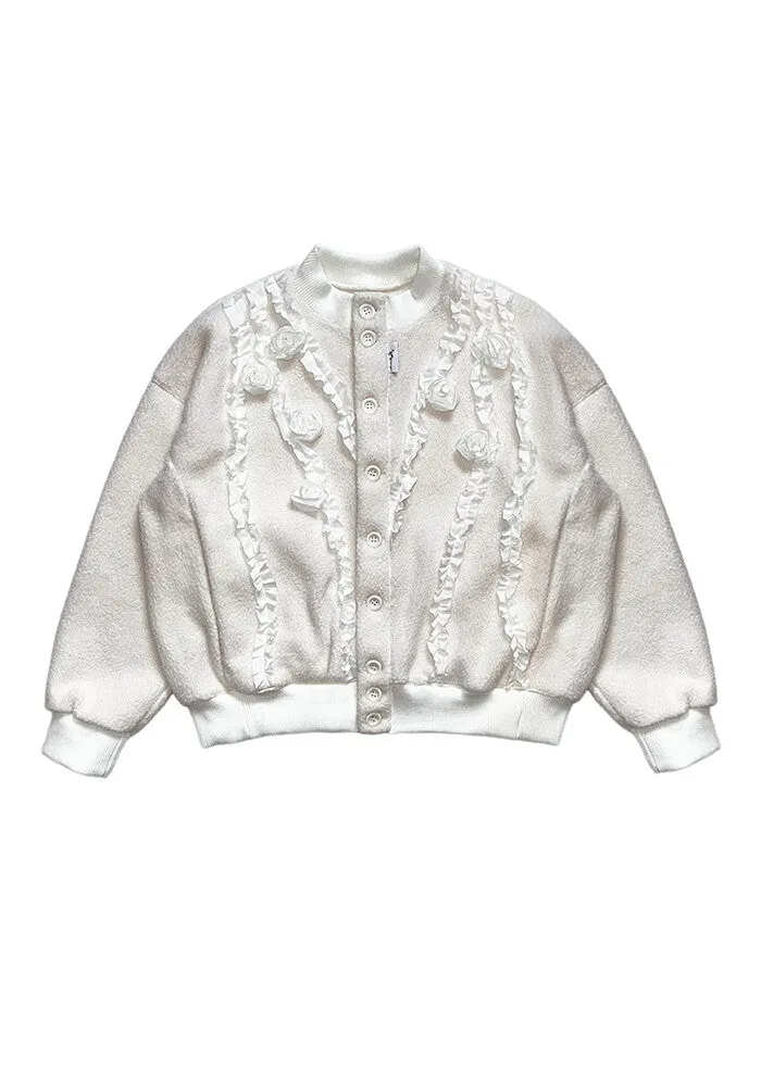 [NOFFICIALNOFFICE] FW 24 DREAM FLOWER FLEECE JACKET IVORY