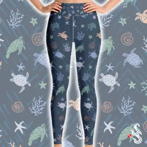 Ocean of Turtles Leggings - High Waist