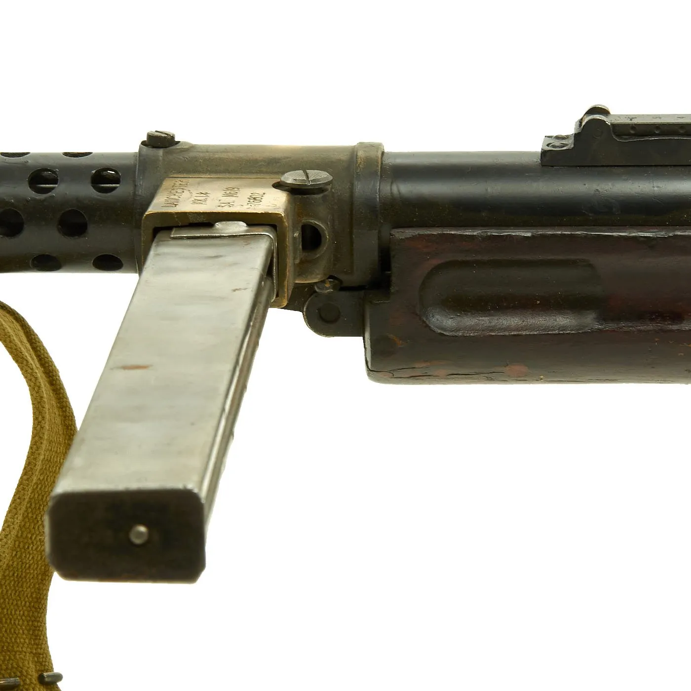 Original British WWII Lanchester MK.I* Display Submachine Gun SMG with 50 rd. Magazine and Sling