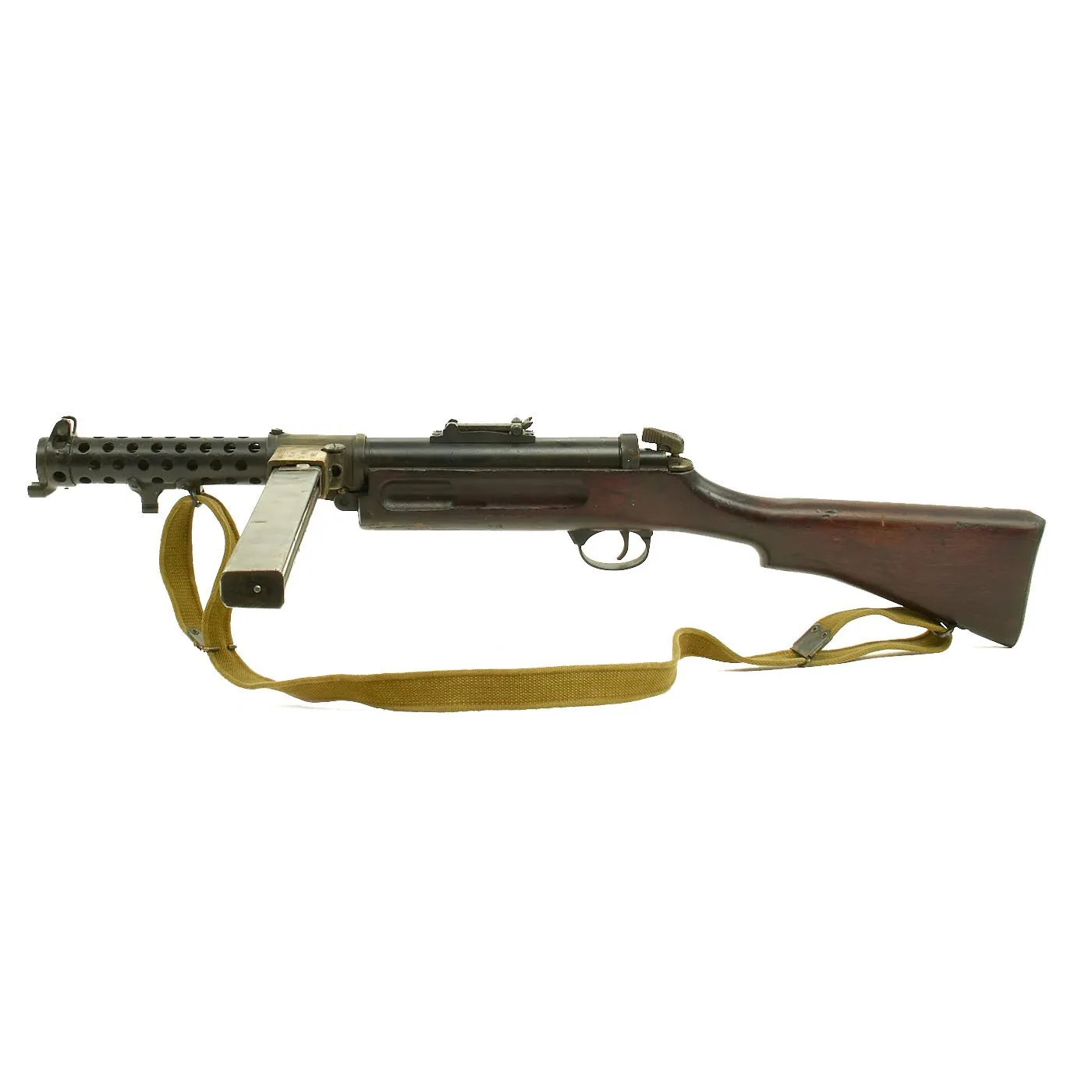 Original British WWII Lanchester MK.I* Display Submachine Gun SMG with 50 rd. Magazine and Sling