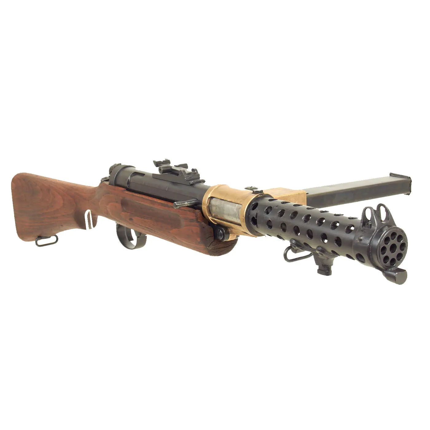 Original British WWII Lanchester MK.I* Display Submachine Gun SMG with Early Sight & Magazine - Serial G55686