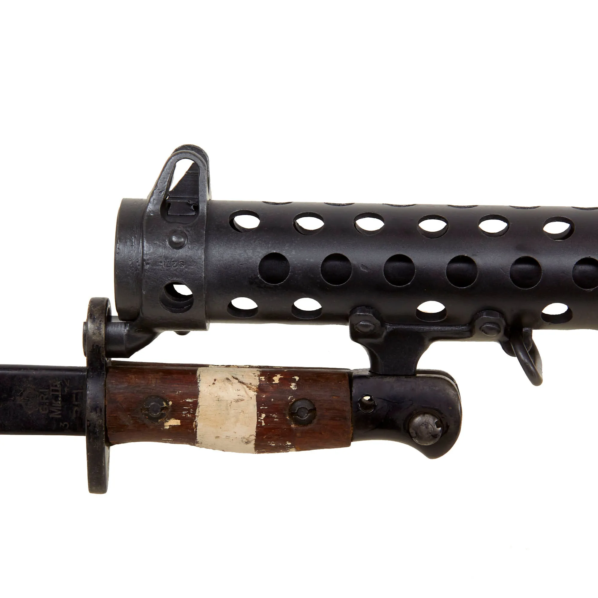 Original British WWII Lanchester MK.I* Display Submachine Gun SMG with P-1942 MkII* Bayonet & Magazine - Serial 52629