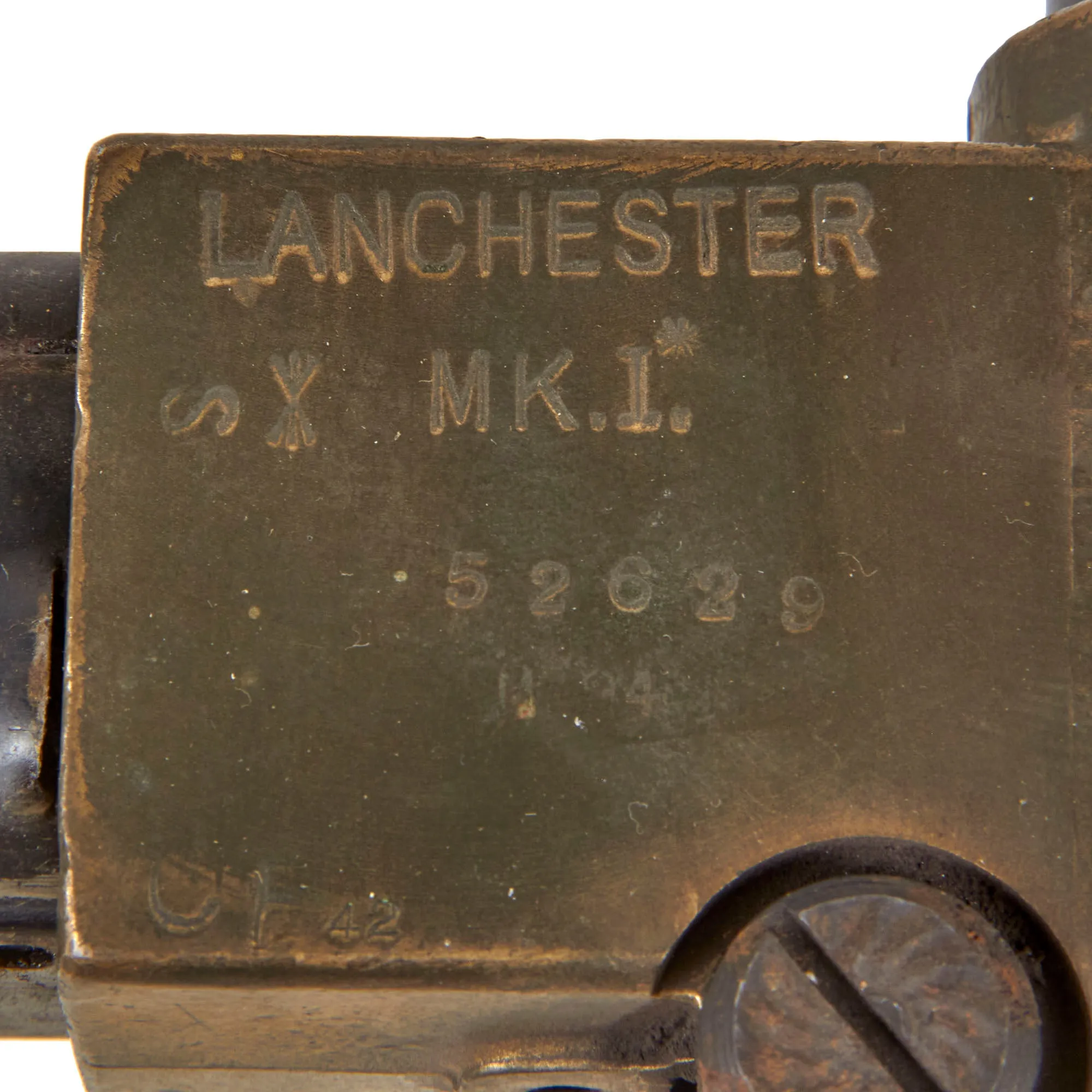 Original British WWII Lanchester MK.I* Display Submachine Gun SMG with P-1942 MkII* Bayonet & Magazine - Serial 52629