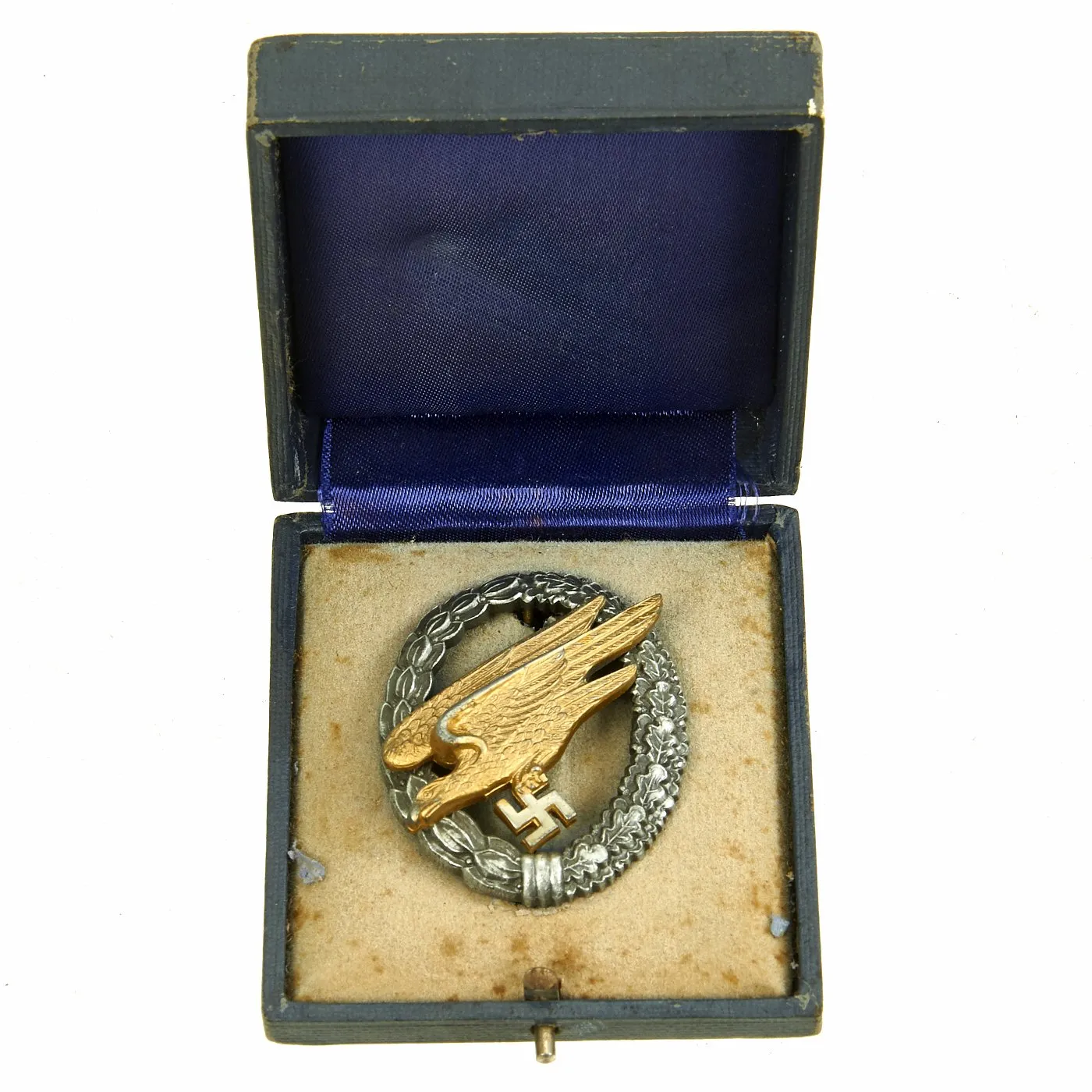 Original German WWII Cased Luftwaffe Paratrooper Fallschirmjäger Badge by Berg & Nolte - Parachutist Badge