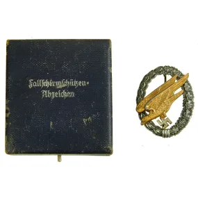 Original German WWII Cased Luftwaffe Paratrooper Fallschirmjäger Badge by Berg & Nolte - Parachutist Badge