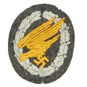 Original German WWII Luftwaffe Fallschirmjäger Paratrooper Cloth Badge - Parachutist Badge