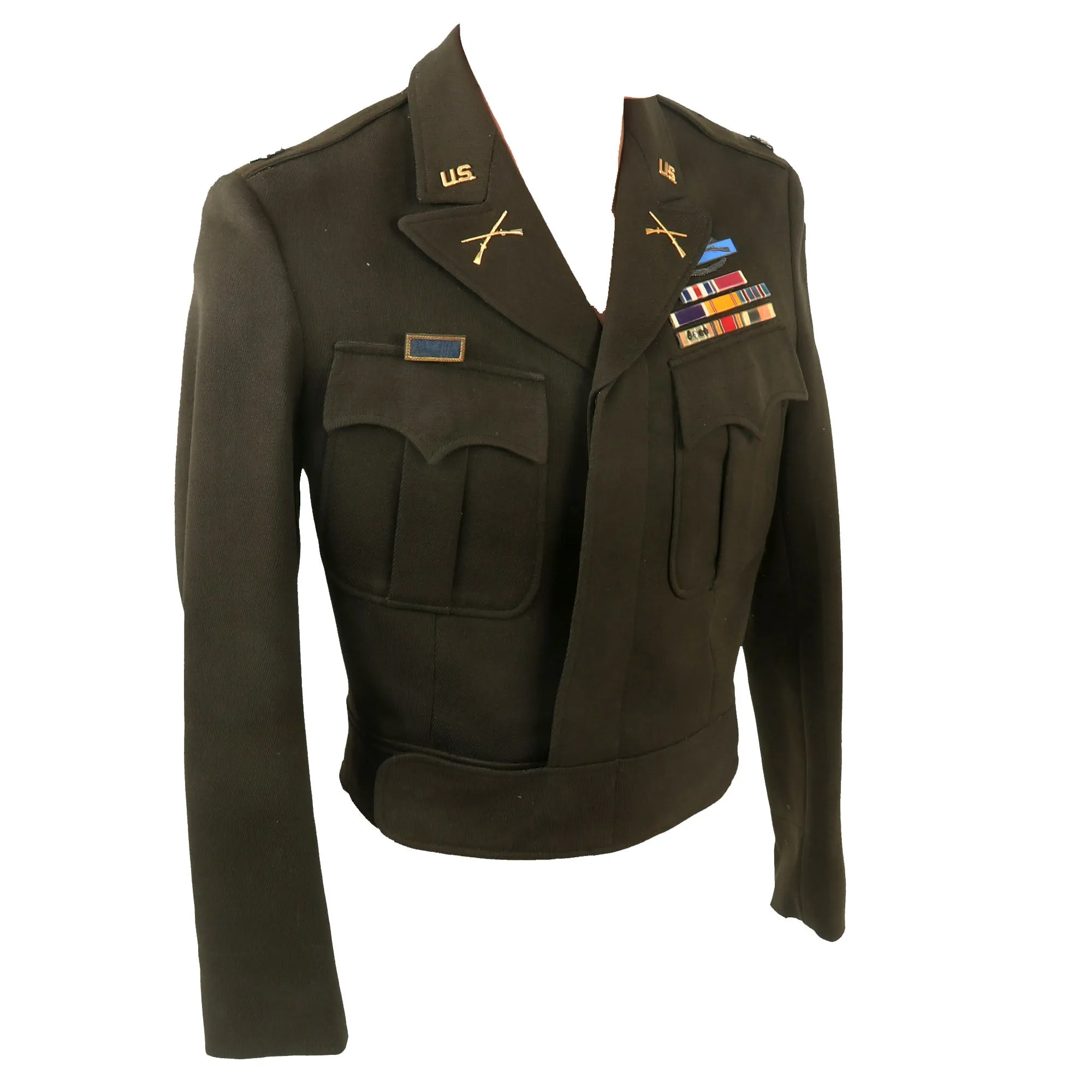 Original U.S. WWII 9th Infantry Division Lieutenant Colonel’s German-Made Ike Jacket with 8-Place Ribbon Bar & CIB