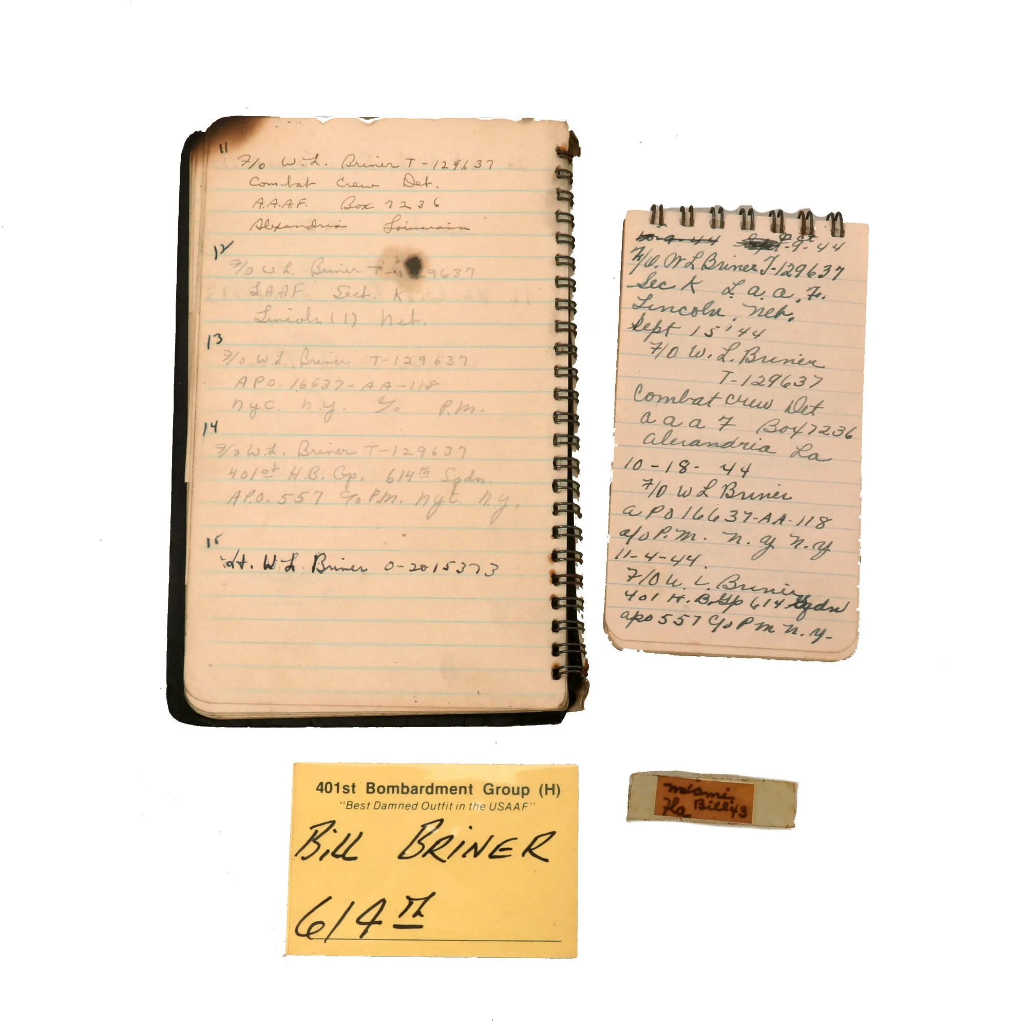 Original U.S. WWII B-17 “Gamblers’ Choice” Navigator William Lloyd Briner’s Painted A2 Flight Jacket, Medals, Flight Logs, & Ephemera Group with Six Massive Binders of Original Papers & More - 614th Bomb Squadron, 401st Bomb Group