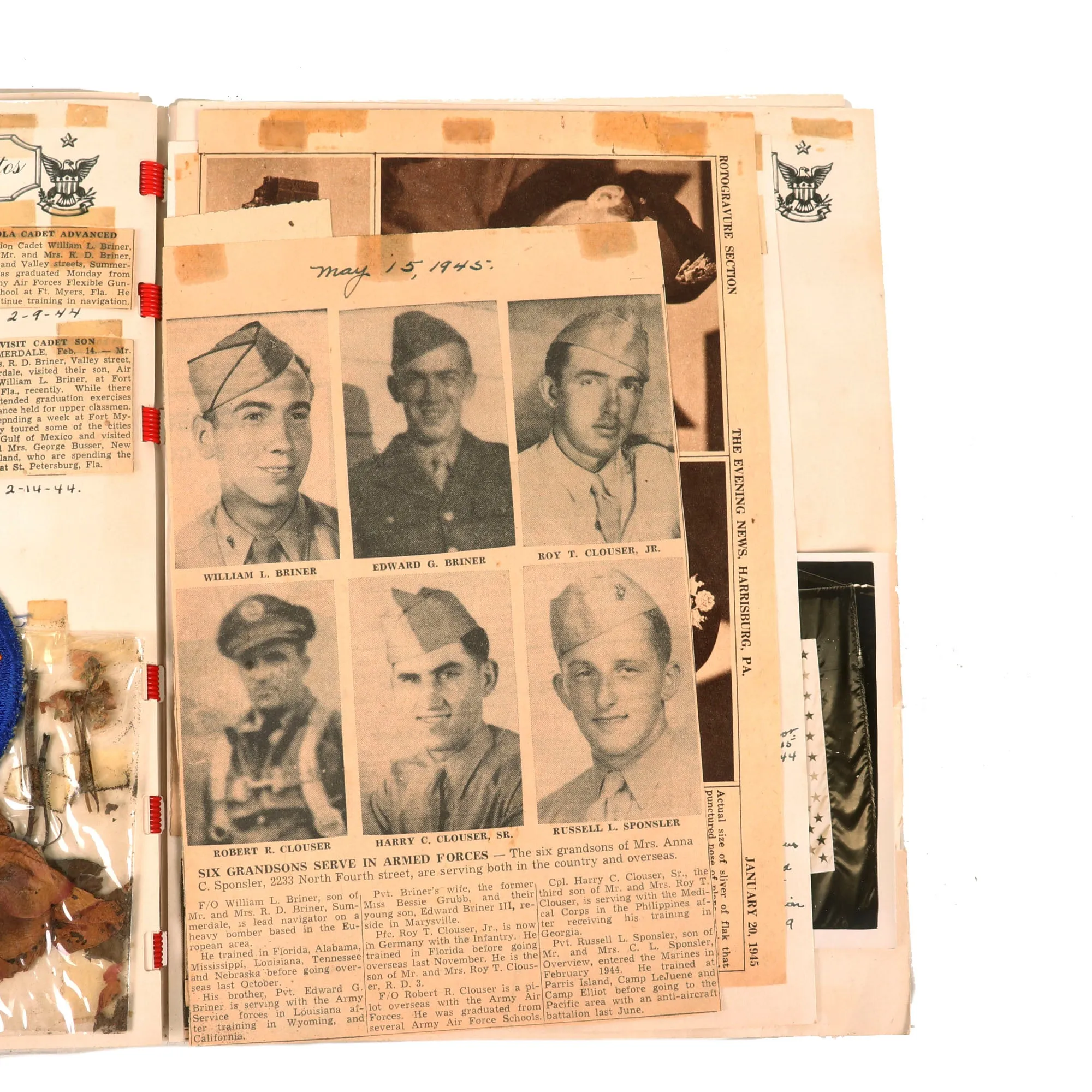 Original U.S. WWII B-17 “Gamblers’ Choice” Navigator William Lloyd Briner’s Painted A2 Flight Jacket, Medals, Flight Logs, & Ephemera Group with Six Massive Binders of Original Papers & More - 614th Bomb Squadron, 401st Bomb Group