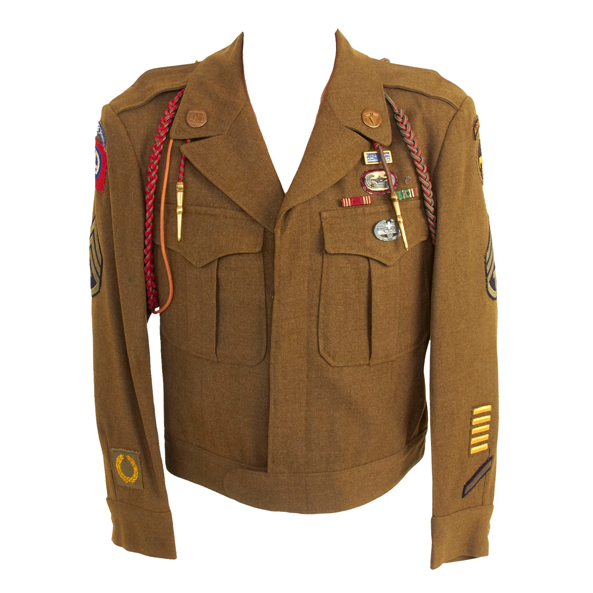 Original U.S. WWII Named Airborne Medic 82nd Airborne Division 307th Airborne Medical Company Ike Jacket Uniform Set