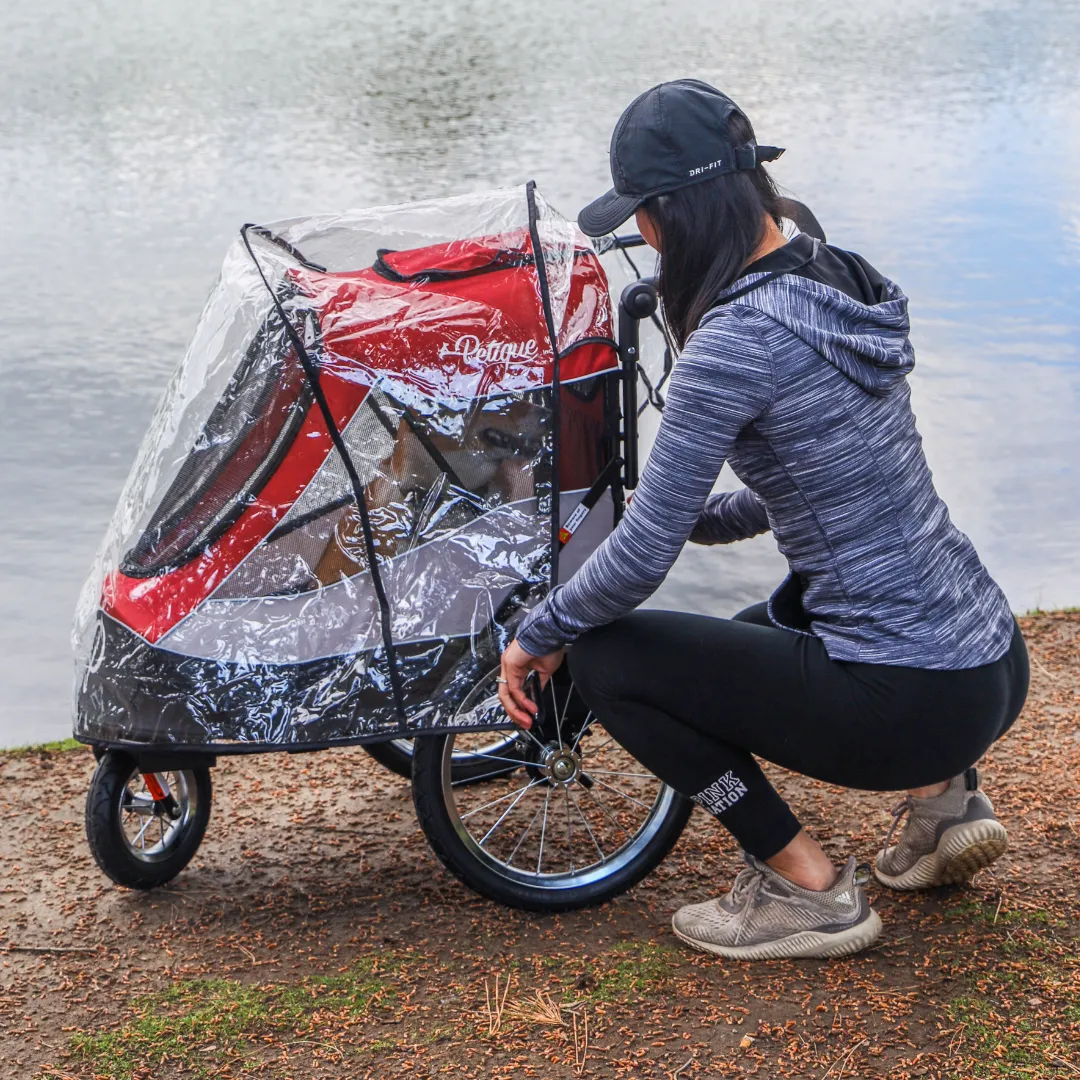 Pet Jogger Rain Cover ONLY, Weather Protection Snow/Rain/Wind Cover for Dog/Cat/Pet Stroller with Ventilation, Foldable, Clear, One Size (COMPATIBLE WITH PETIQUE JOGGERS ONLY)