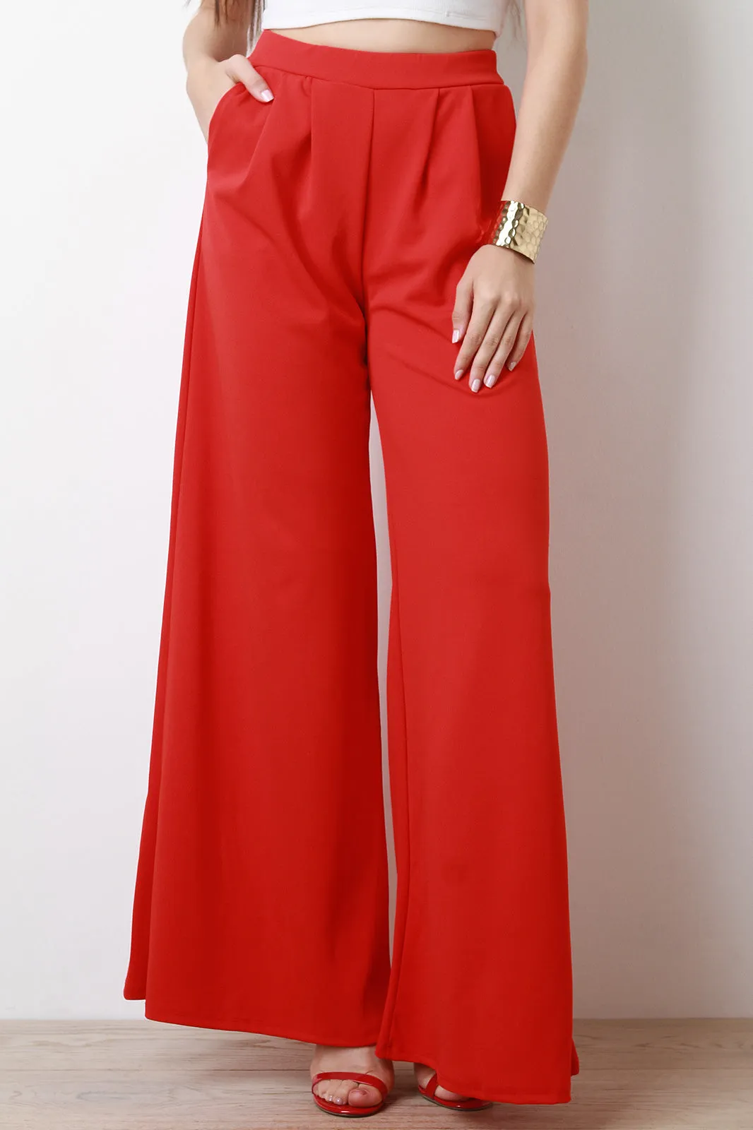 Pleated High Waist Wide Leg Pants