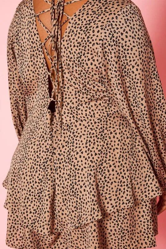 Plus Size Fit Flare Cheetah Print Romper