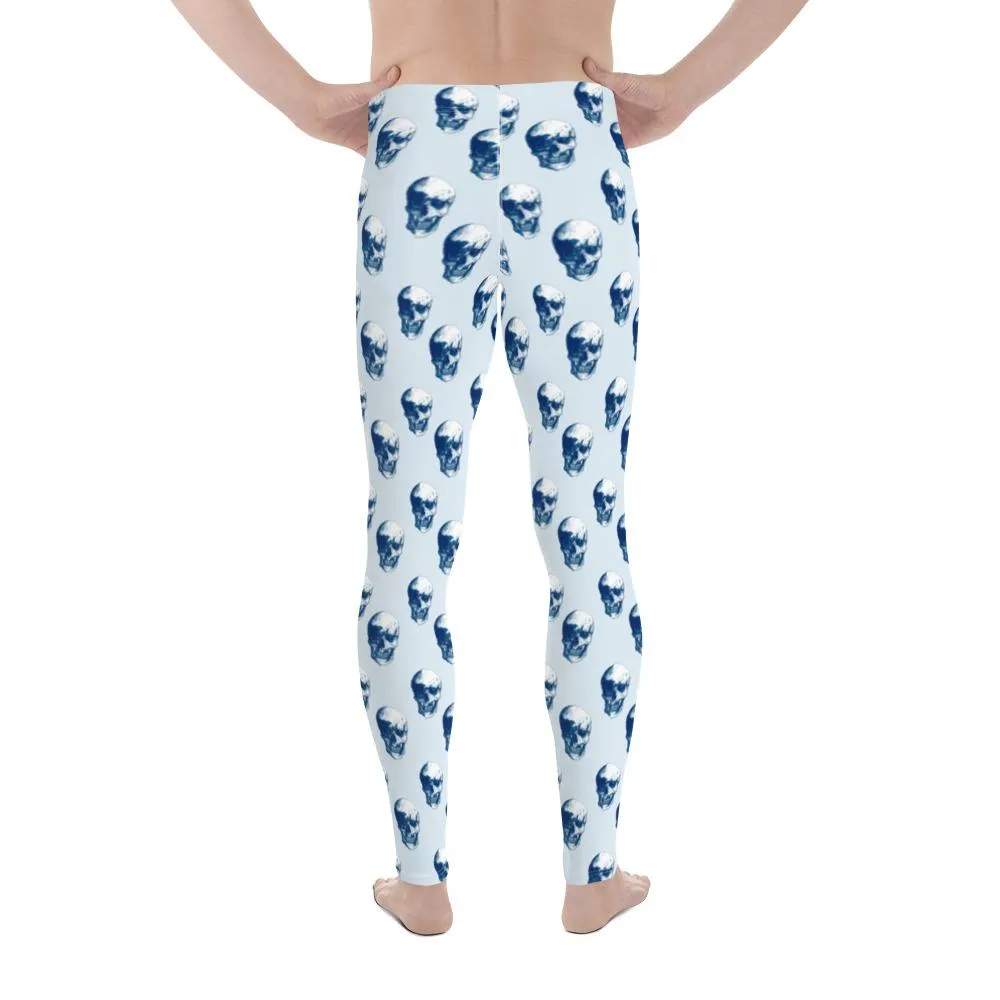 Polka Blue Skulls by Robert Bowen Men's Leggings