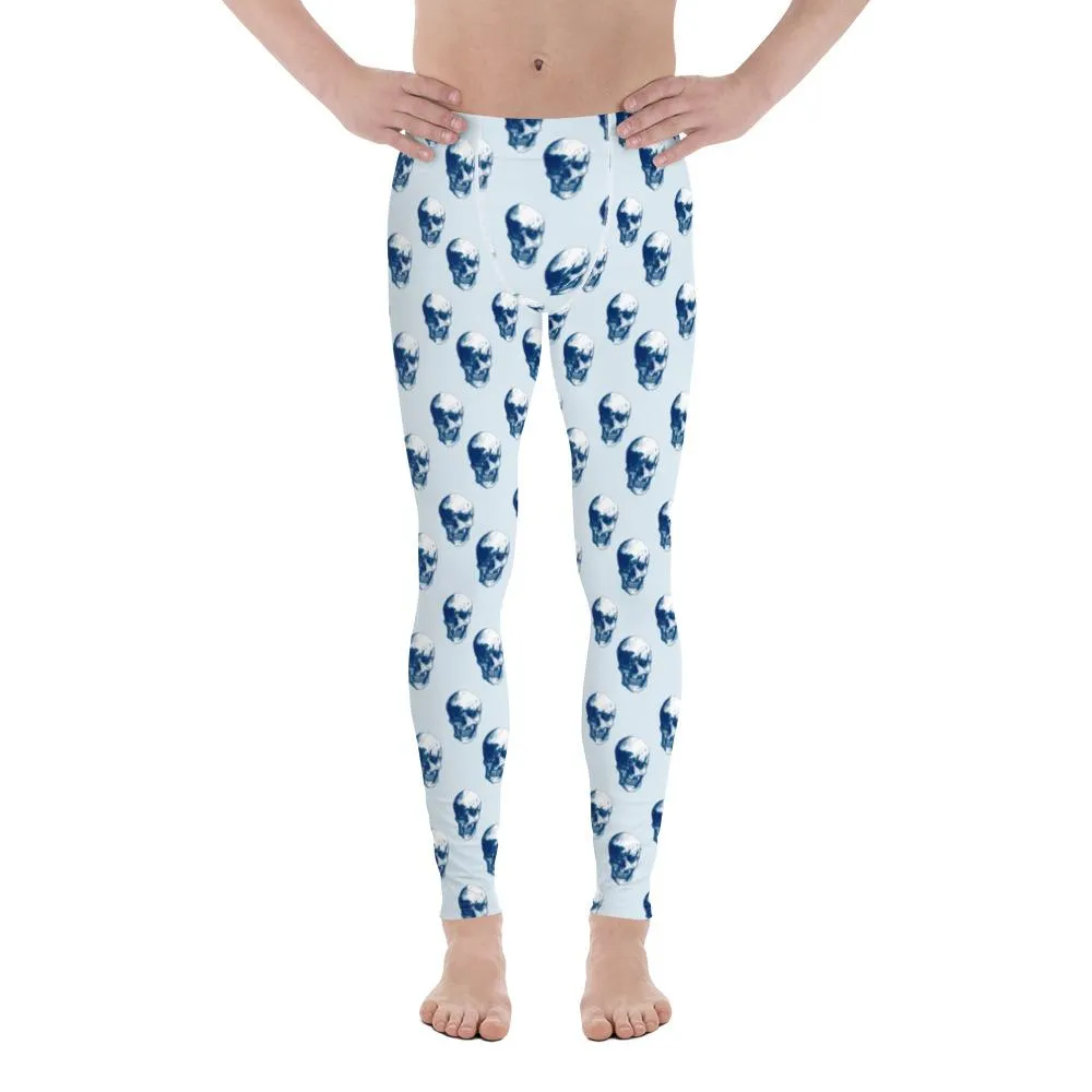 Polka Blue Skulls by Robert Bowen Men's Leggings