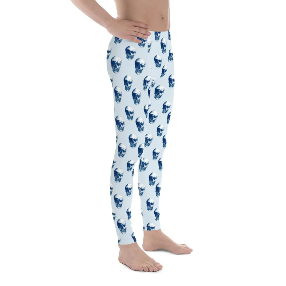 Polka Blue Skulls by Robert Bowen Men's Leggings