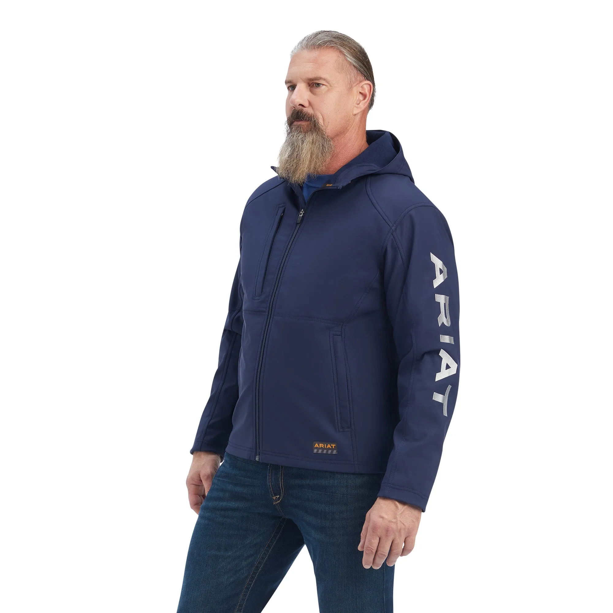 Rebar Stretch Canvas Softshell Hooded Logo Jacket