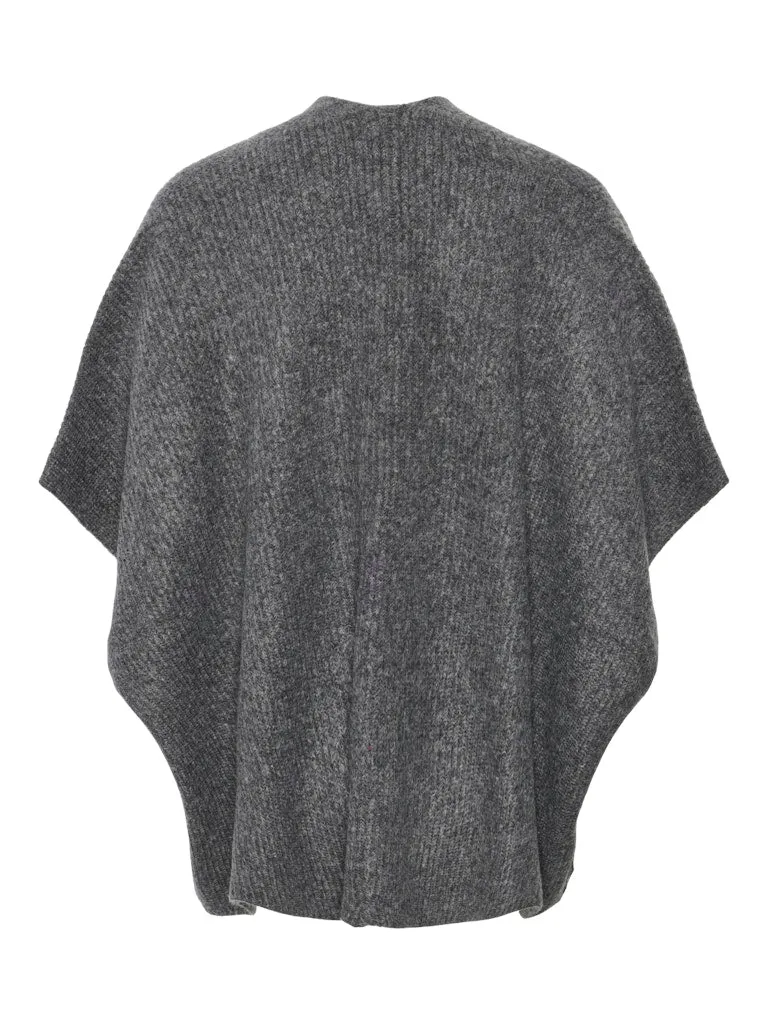 Remma Oversize Knit Cape - Dark Grey Melange