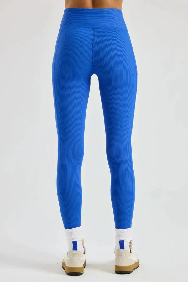 Ribbed Pocket Leggings in Blue Flame