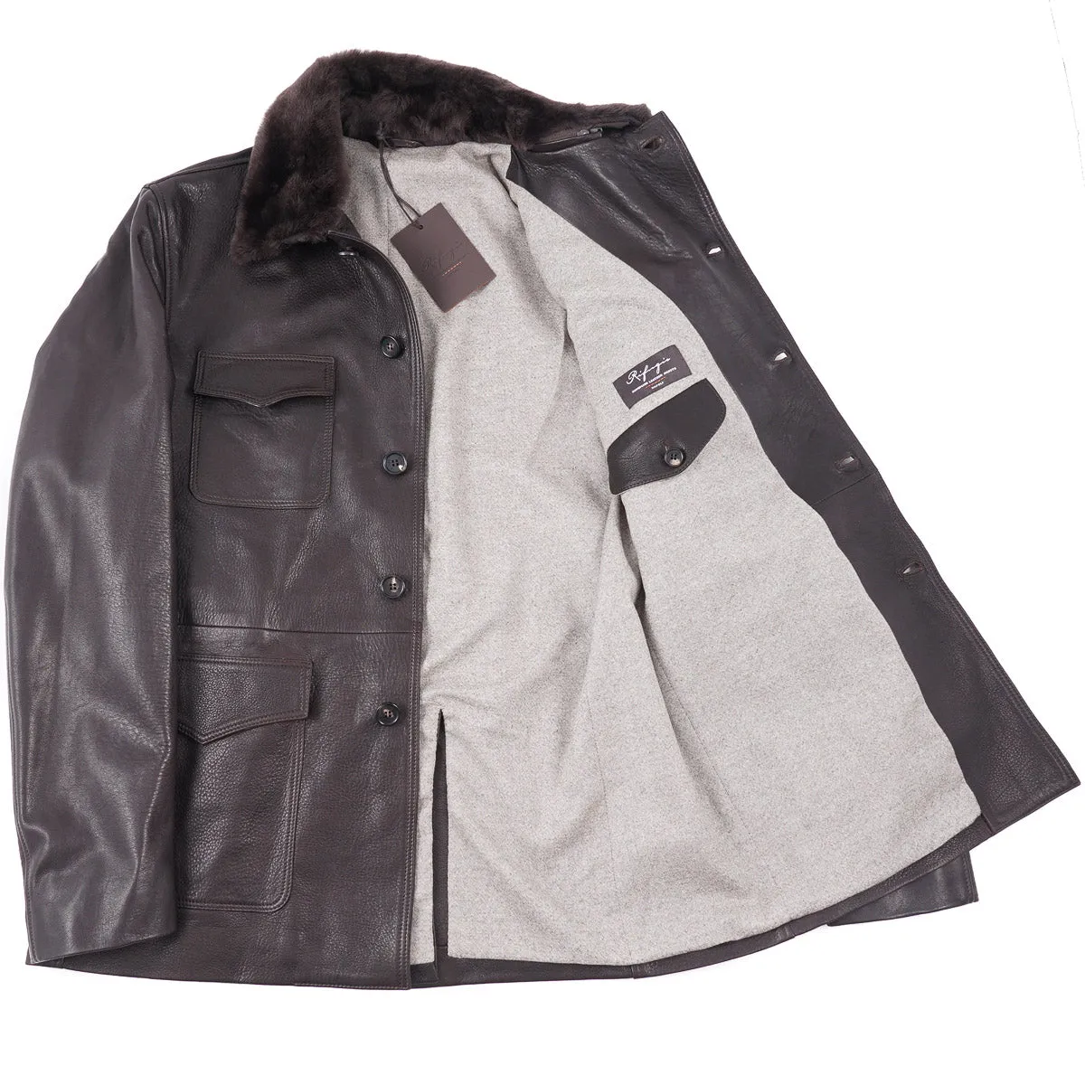 Rifugio Lamb Leather Jacket with Shearling Collar