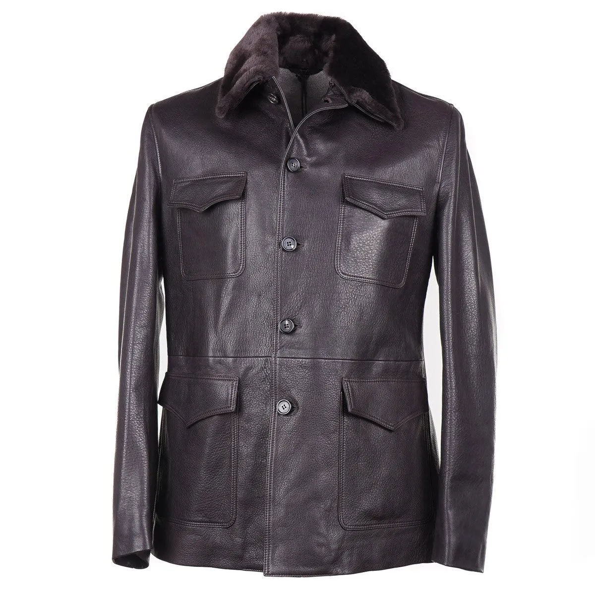 Rifugio Lamb Leather Jacket with Shearling Collar