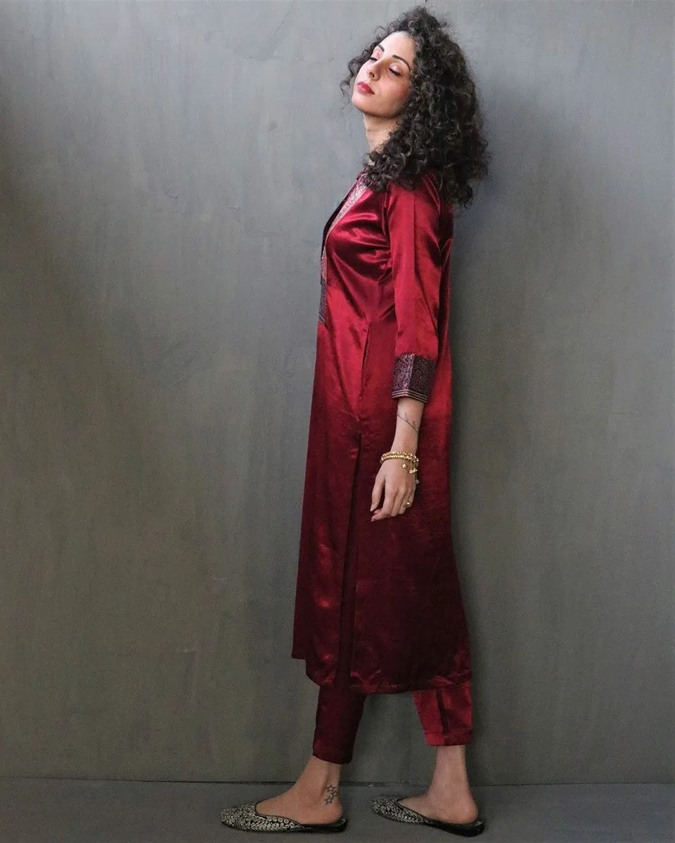 Rubaa Handprinted Mashru Silk Kurti