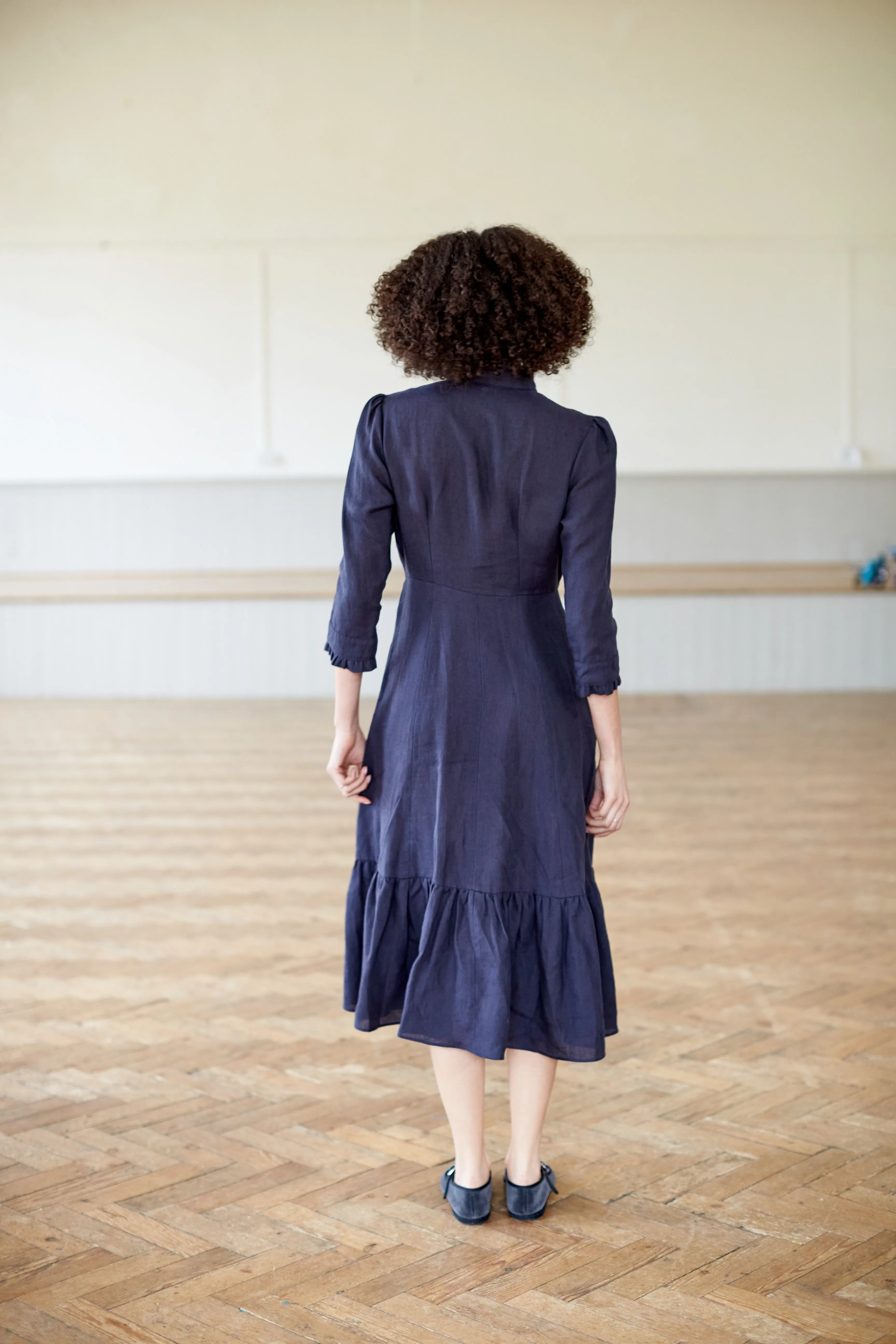 Saltaire Shirt Dress in Ink Linen