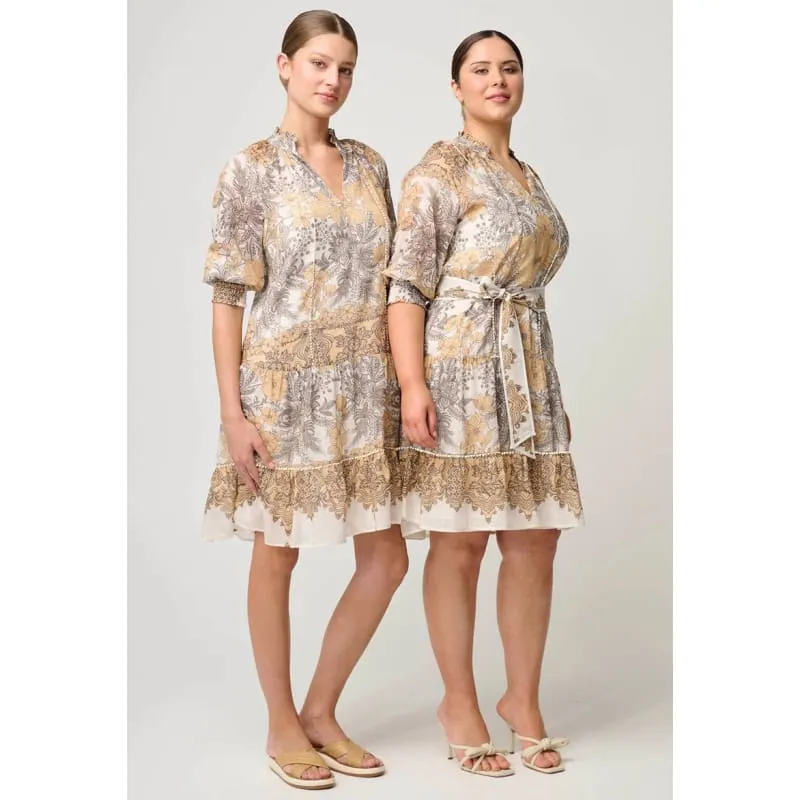 Sanibel Lace Trim Cotton Silk Dress | Golden Mallow