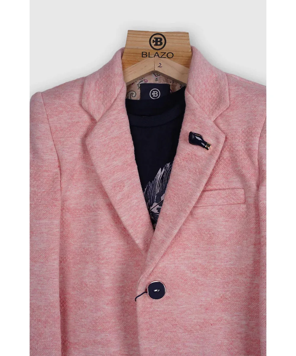 Self-Textured Pink Color Blazer with T-Shirt