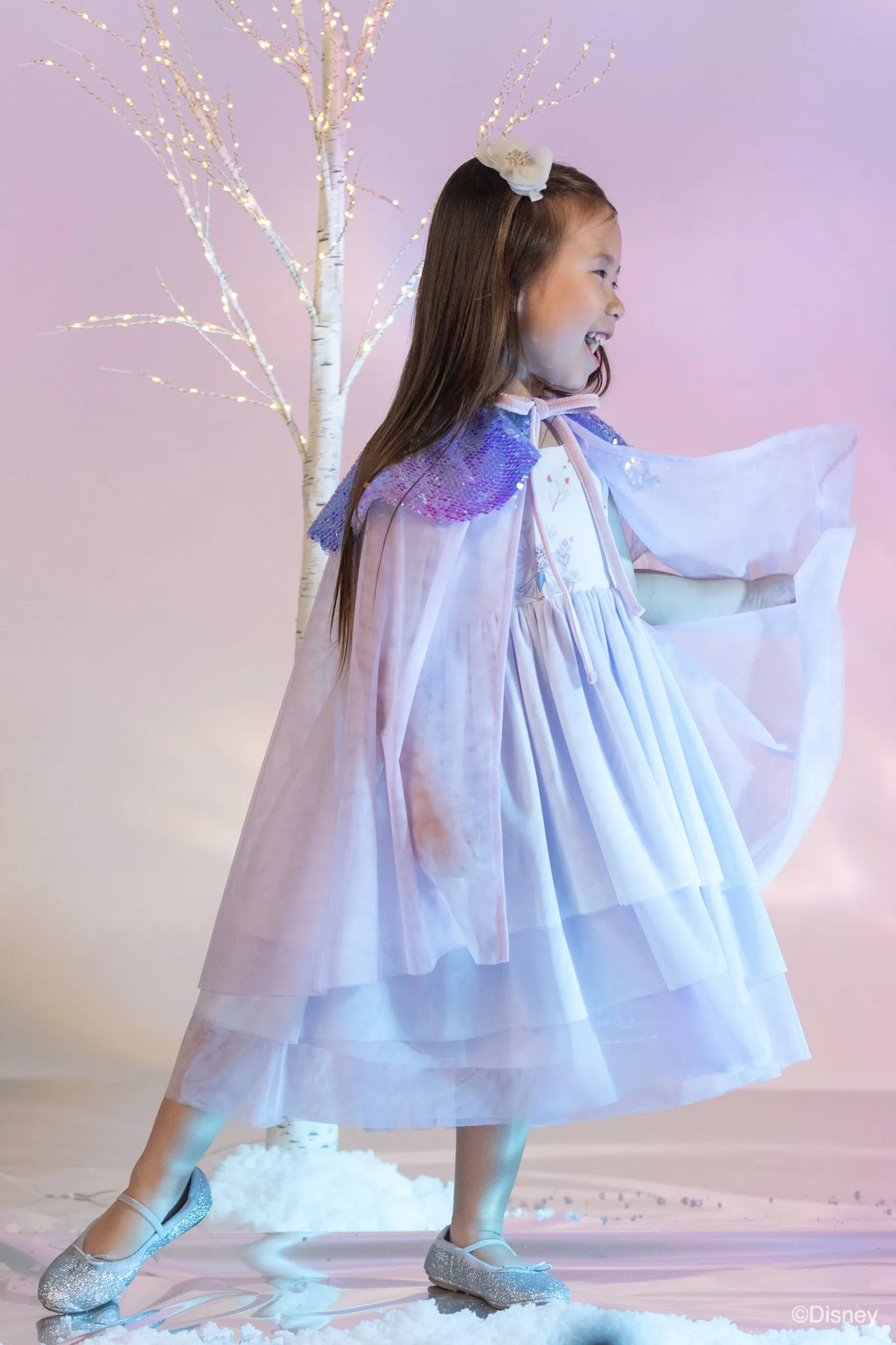 Sequin Tulle Cape - Lilac Shimmer