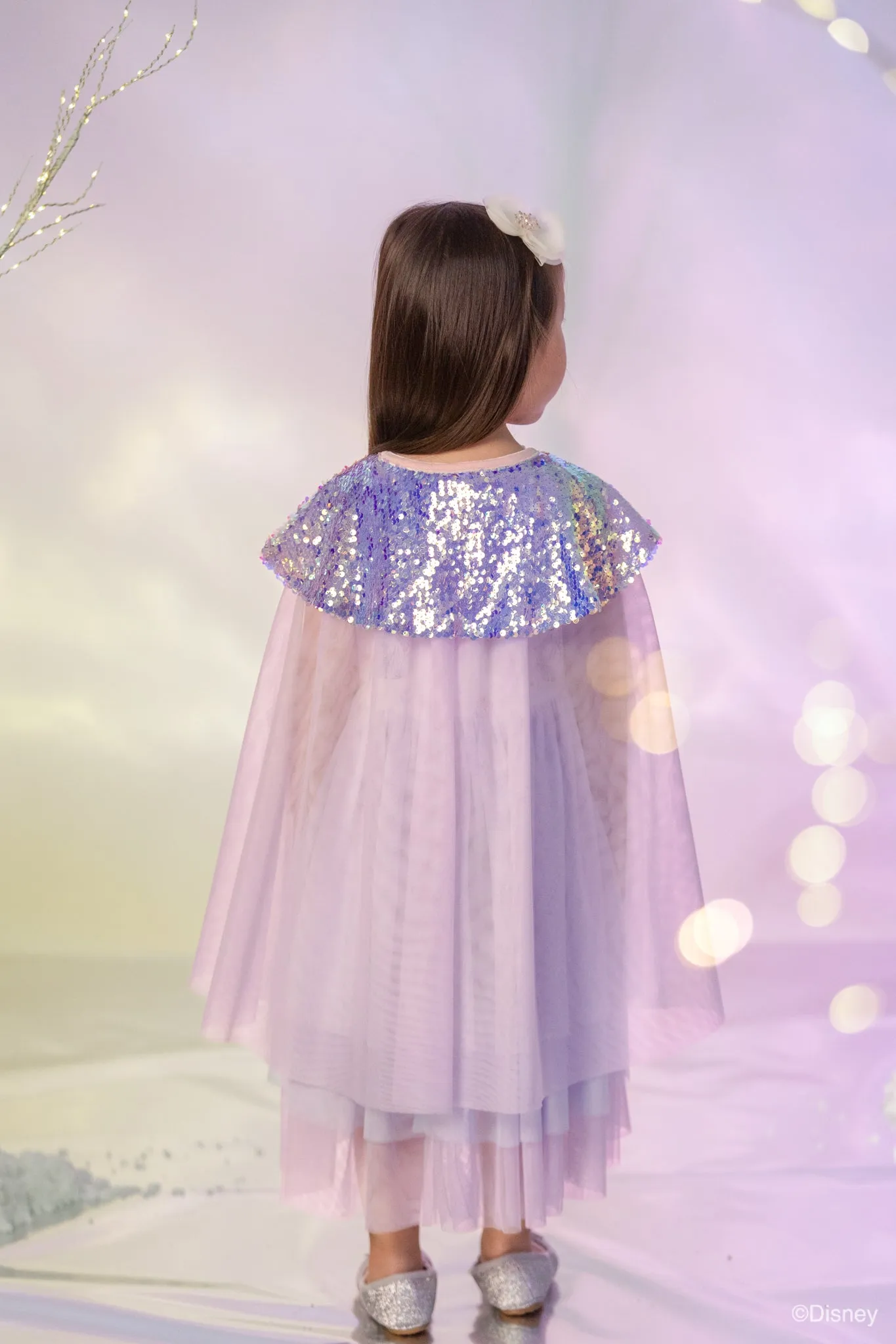 Sequin Tulle Cape - Lilac Shimmer