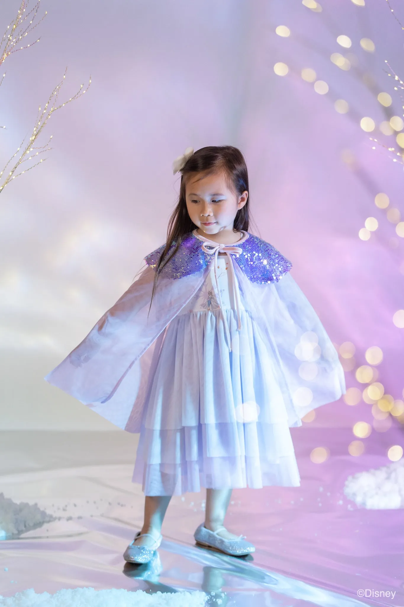 Sequin Tulle Cape - Lilac Shimmer