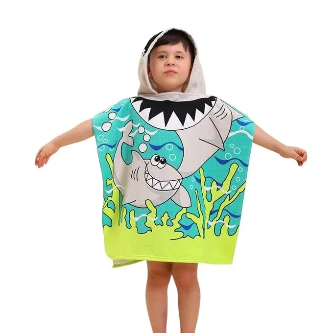 Sharky Hooded Poncho Towel for Kids |Printed Cape Towels for Kids