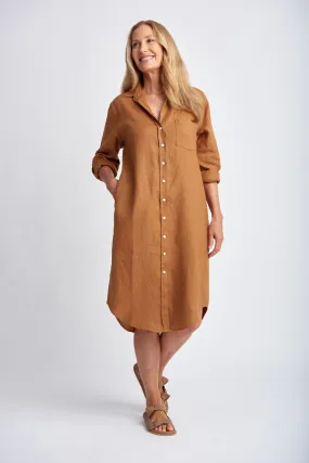 Shirt Maker Linen Dress Bronze