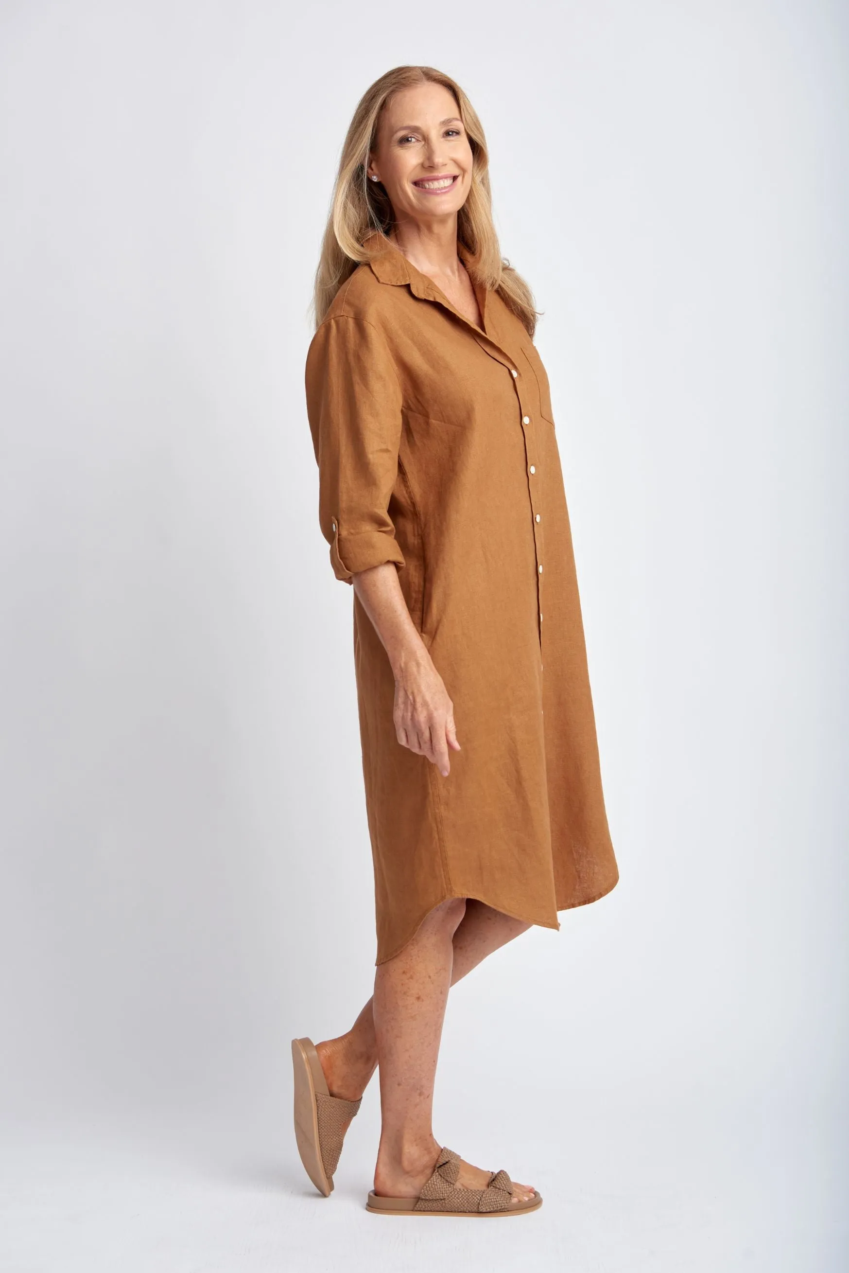 Shirt Maker Linen Dress Bronze