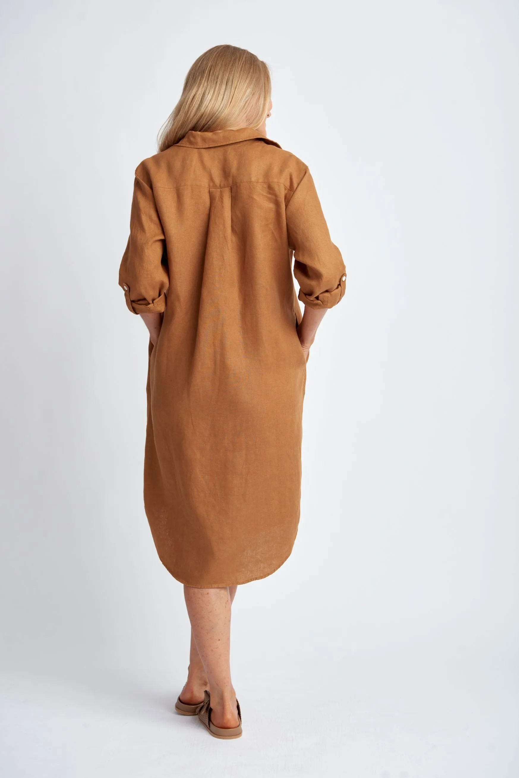 Shirt Maker Linen Dress Bronze