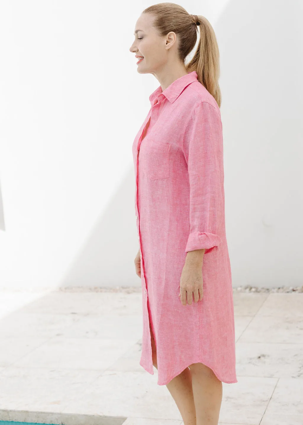 Shirt Maker Linen Dress Watermelon