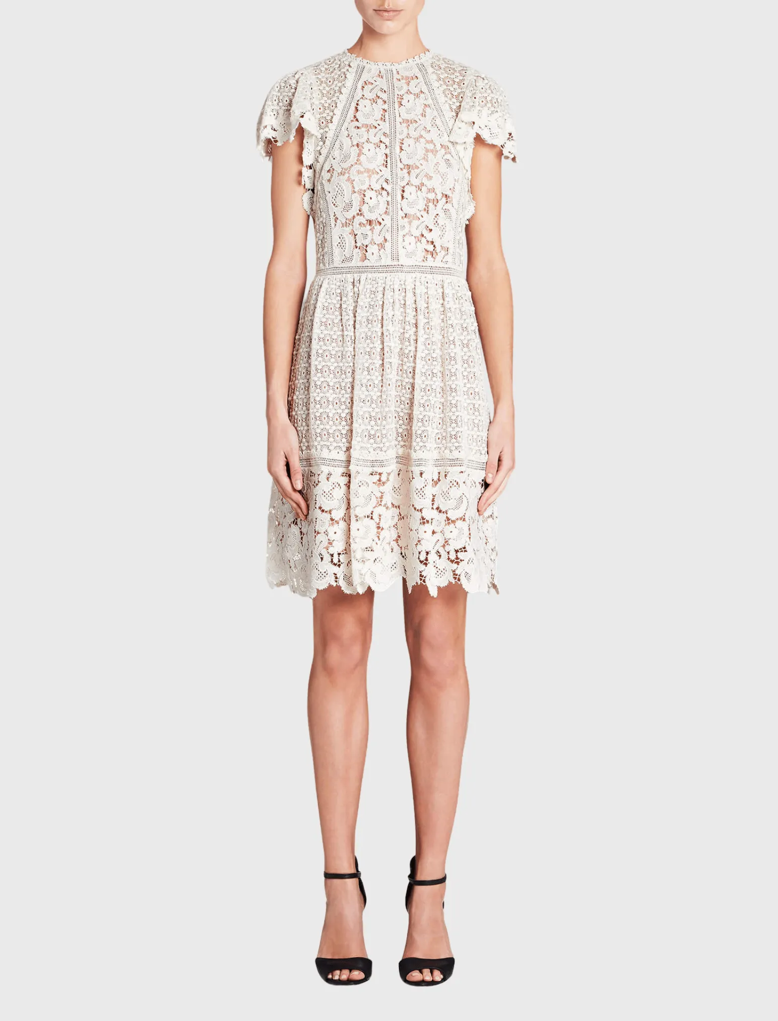 Short Sleeved Lace Mix Dress