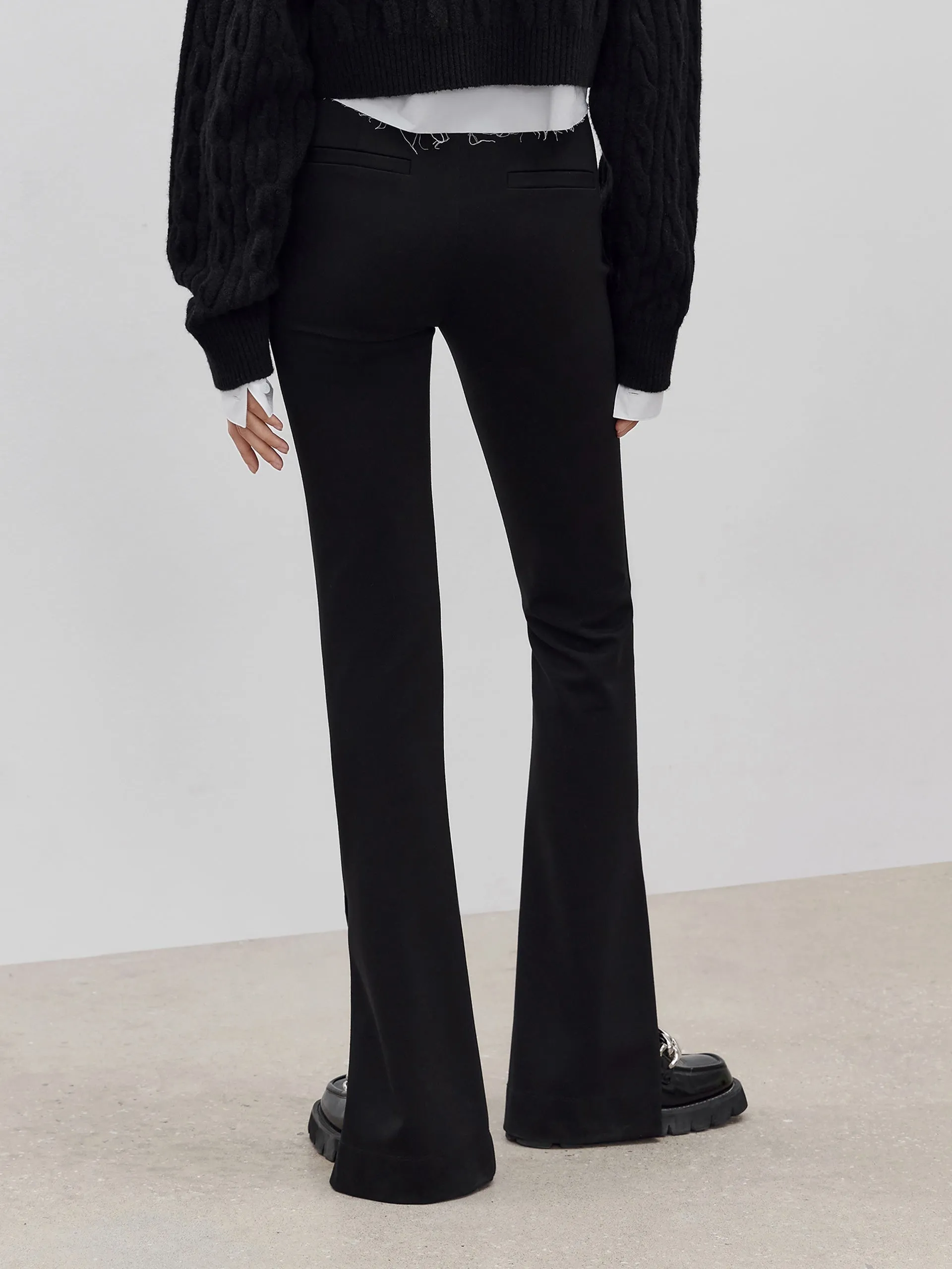 Side Slits Detail Flared Pants