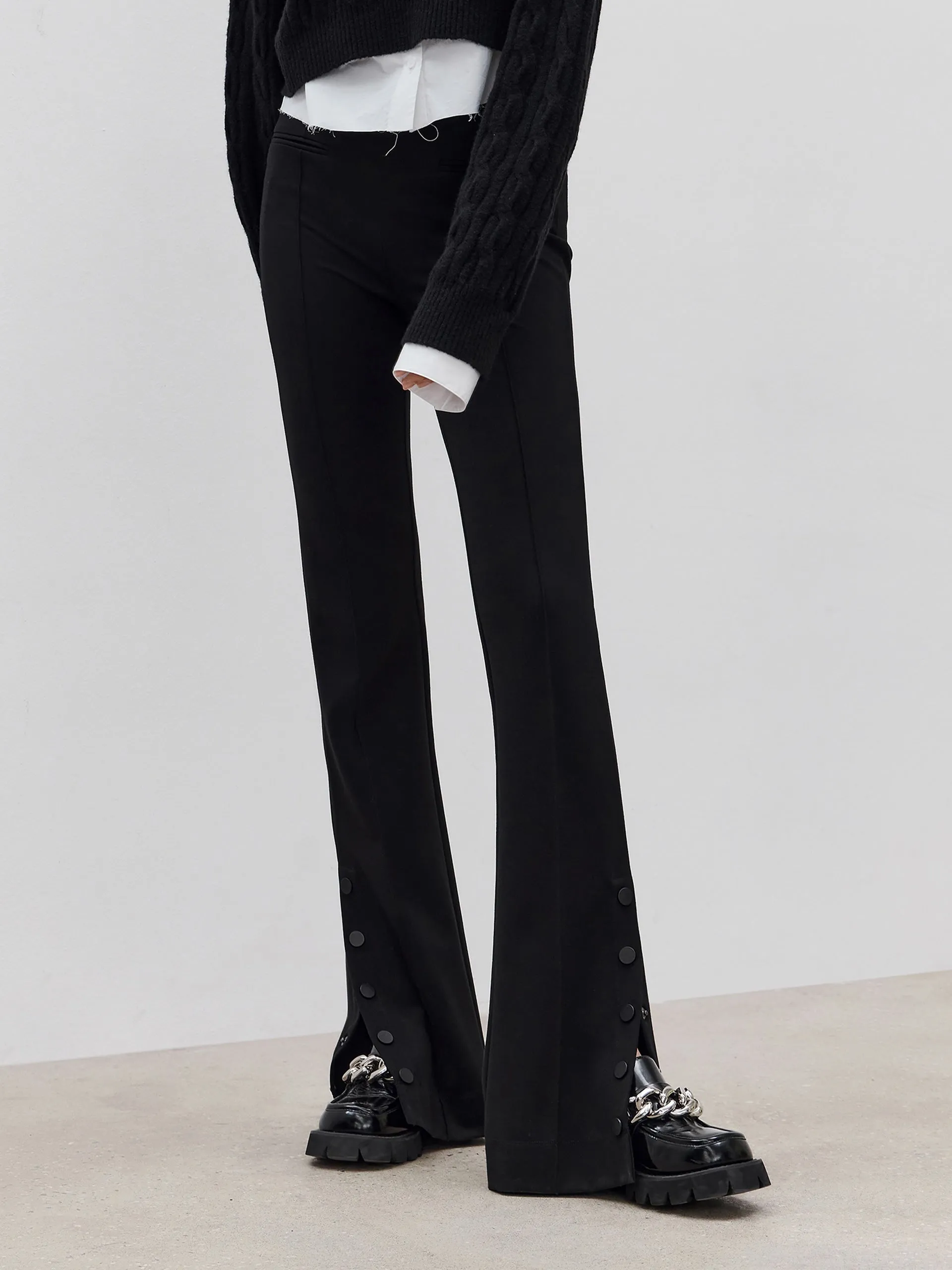 Side Slits Detail Flared Pants